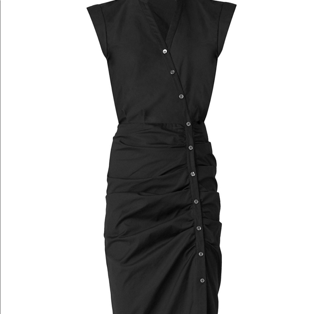 Veronica beard Bell Button Down Ruched Shirtdress in black size 6 New with tags